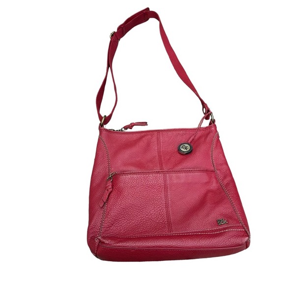 The Sak Leather Crossbody Bag Womens Purse Pebbled Leather Soft Adjustable Red - Picture 1 of 13